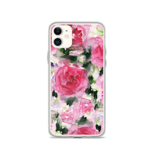 Pink Rose iPhone Case, Flower Floral Print Phone Case-Made in USA/EU-Heidi Kimura Art LLC-iPhone 11-Heidi Kimura Art LLC