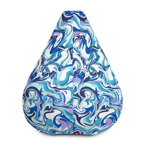 Blue Purple White Luxury Designer Watercolor Abstract Print Bean Sofa Bag-Bean Bag-Bean Bag w/ Filling-Heidi Kimura Art LLC