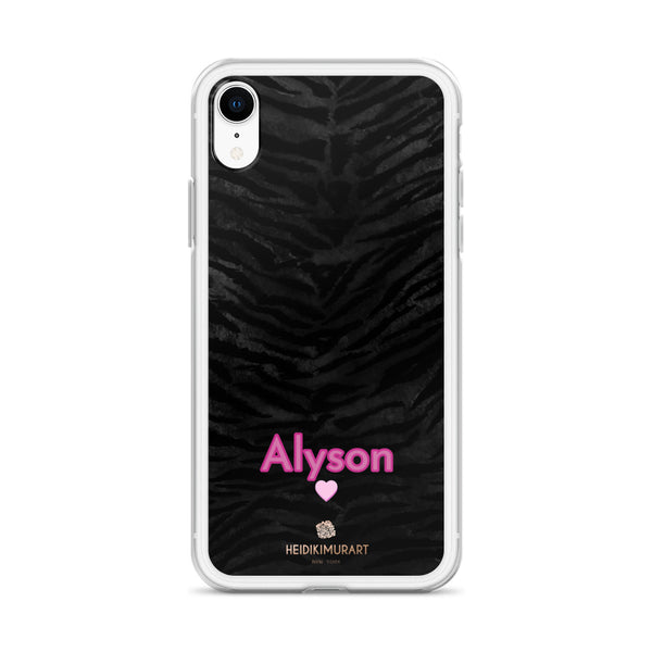 Personalized Tiger Stripe iPhone Case, Black Animal Print Phone Case-Heidi Kimura Art LLC-Heidi Kimura Art LLC