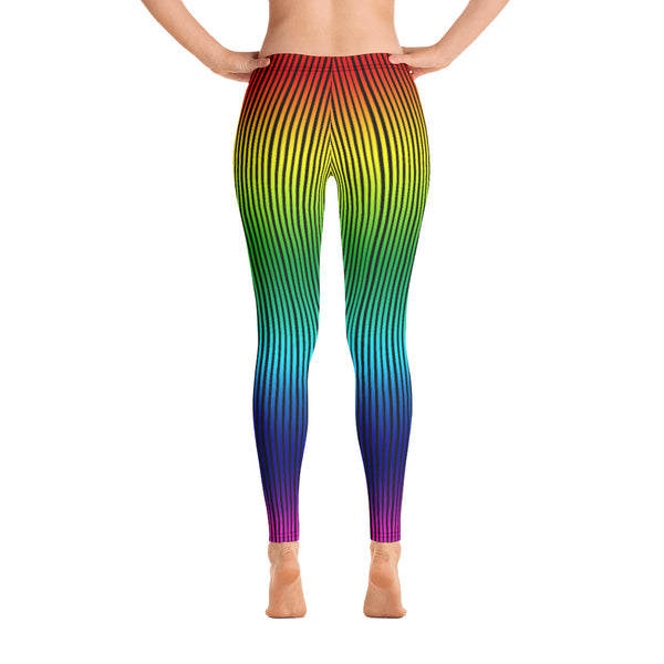 Rainbow Striped Women's Casual Leggings-Heidikimurart Limited -Heidi Kimura Art LLC Rainbow Striped Casual Leggings, Modern Long Vertical Striped Casual Tights Modern Essential Women's Long Tights, Women's Long Dressy Casual Fashion Leggings/ Running Tights - Made in USA/ EU/ MX (US Size: XS-XL)