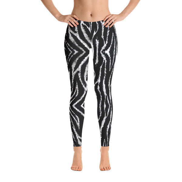 Zebra Print Women's Leggings, Casual Fancy Tights-Made in USA/EU-Heidi Kimura Art LLC-Heidi Kimura Art LLC