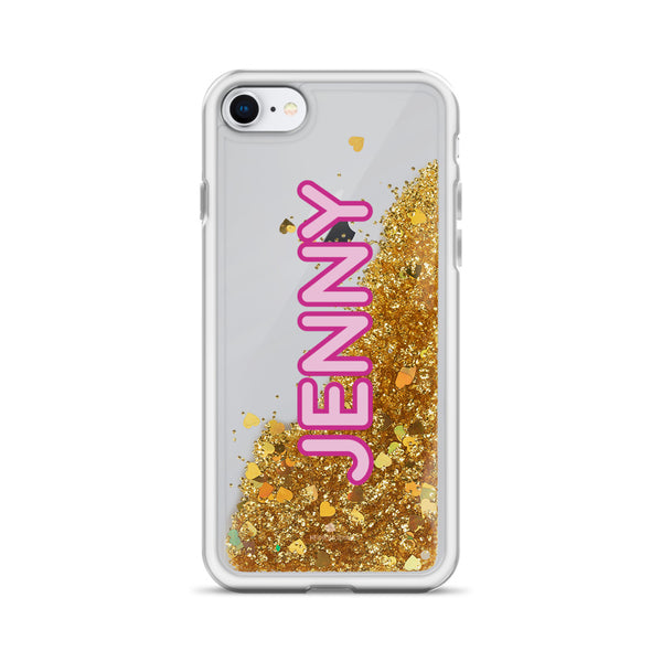 Custom Name Liquid Glitter Phone Case, Personalized Best iPhone Case-Heidi Kimura Art LLC-Gold-iPhone SE-Heidi Kimura Art LLC