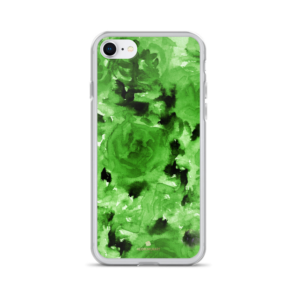 Emerald Green Floral Rose, iPhone X | XS | XR | XS Max | 8 | 8+ | 7| 7+ |6/6S | 6+/6S+ Case- Made in USA-Phone Case-iPhone 7/8-Heidi Kimura Art LLC
