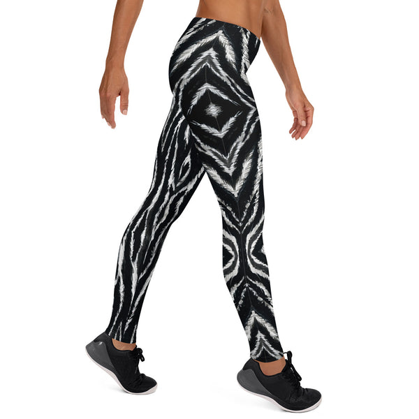 Zebra Print Women's Leggings, Casual Fancy Tights-Made in USA/EU-Heidi Kimura Art LLC-Heidi Kimura Art LLC