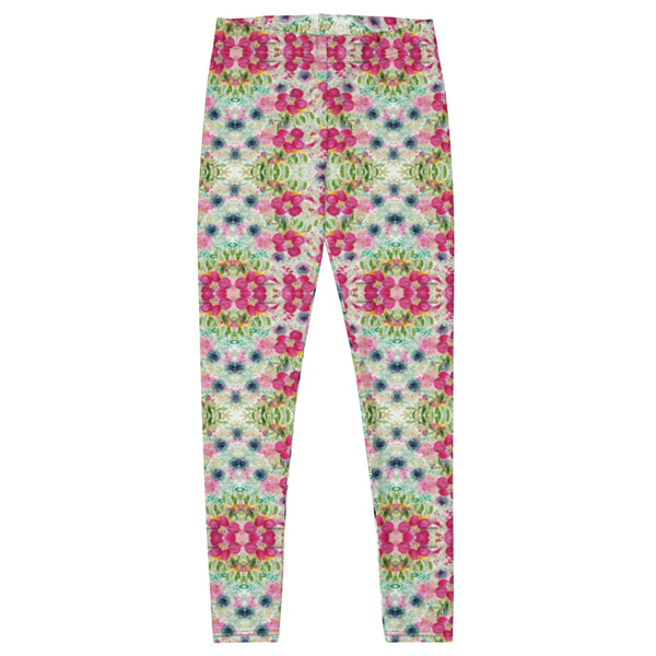 Pink Rose Floral Leggings-Heidikimurart Limited -Heidi Kimura Art LLC