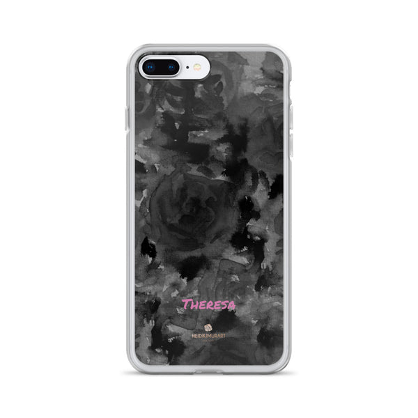 Personalized Black Floral iPhone Case, Abstract Watercolor Phone Case- Printed in USA/EU-Heidi Kimura Art LLC-iPhone 7 Plus/8 Plus-Heidi Kimura Art LLC