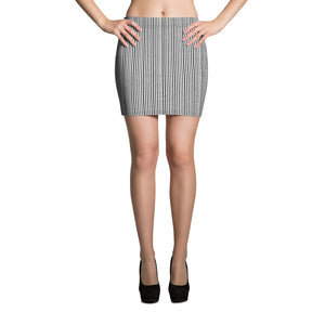 Modern Black White Vertical Stripe Print Women's Best Premium Mini Skirt- Made in USA/EU-Mini Skirt-XS-Heidi Kimura Art LLC