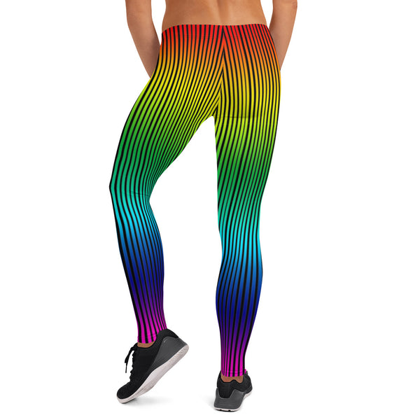 Rainbow Striped Women's Casual Leggings-Heidikimurart Limited -Heidi Kimura Art LLCRainbow Striped Casual Leggings, Modern Long Vertical Striped Casual Tights Modern Essential Women's Long Tights, Women's Long Dressy Casual Fashion Leggings/ Running Tights - Made in USA/ EU/ MX (US Size: XS-XL)