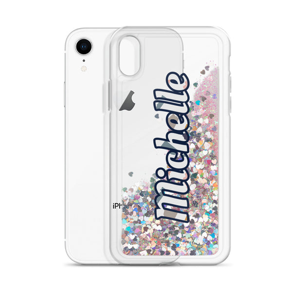 Personalized Liquid Glitter Phone Case, Custom Name Designer iPhone Case-Heidi Kimura Art LLC-Pink-iPhone XR-Heidi Kimura Art LLC