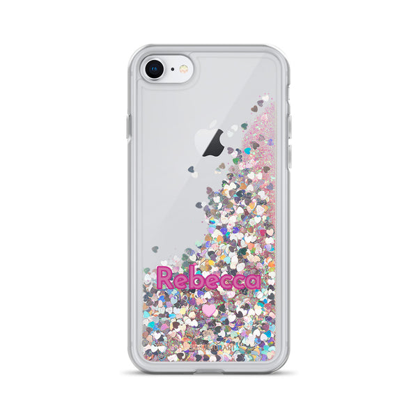 Custom Name Sparkle iPhone Case, Liquid Glitter Phone Case-Heidi Kimura Art LLC-Pink-iPhone 7/8-Heidi Kimura Art LLC