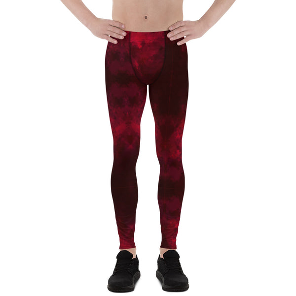 Red Abstract Men's Leggings, Gradient Meggings Compression Tights-Made in USA/EU-Heidi Kimura Art LLC-Heidi Kimura Art LLCRed Abstract Men's Leggings, Tie Dye Print Men's Leggings Tights Pants - Made in USA/EU (US Size: XS-3XL)Sexy Meggings Men's Workout Gym Tights Leggings