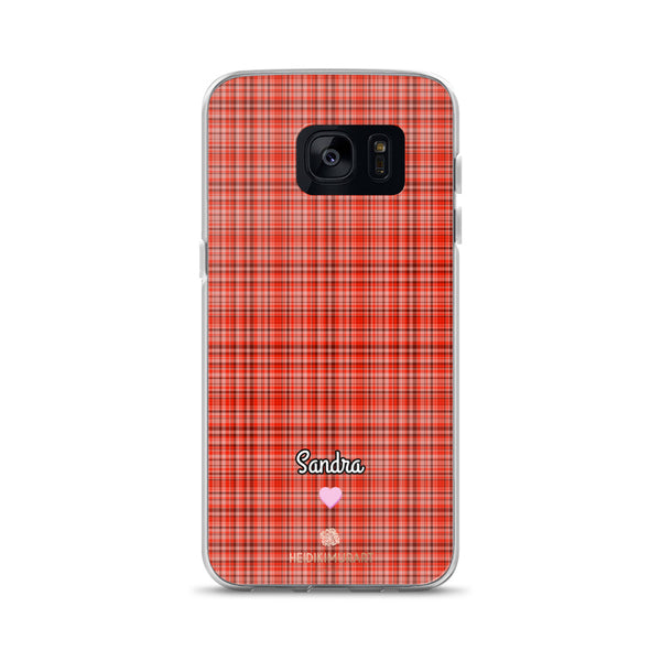 Personalized Red Plaid Samsung Case, Custom Name Tartan Print Phone Case-Heidi Kimura Art LLC-Samsung Galaxy S7-Heidi Kimura Art LLC