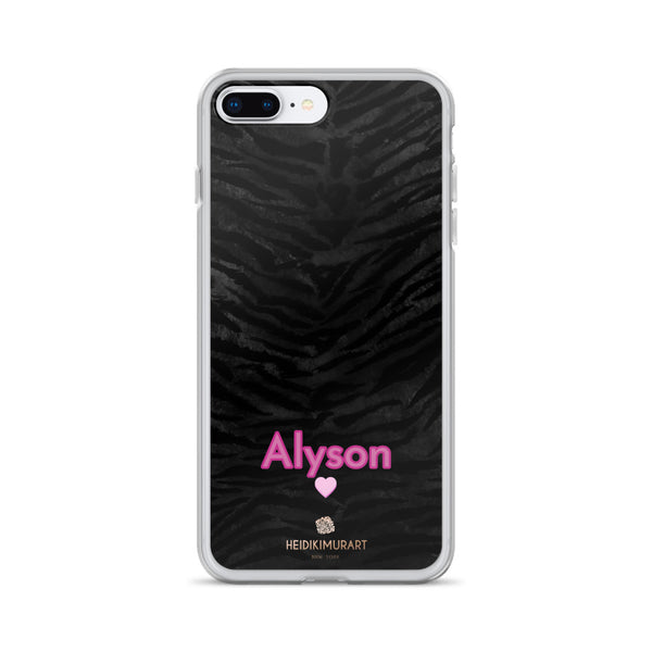 Personalized Tiger Stripe iPhone Case, Black Animal Print Phone Case-Heidi Kimura Art LLC-iPhone 7 Plus/8 Plus-Heidi Kimura Art LLC