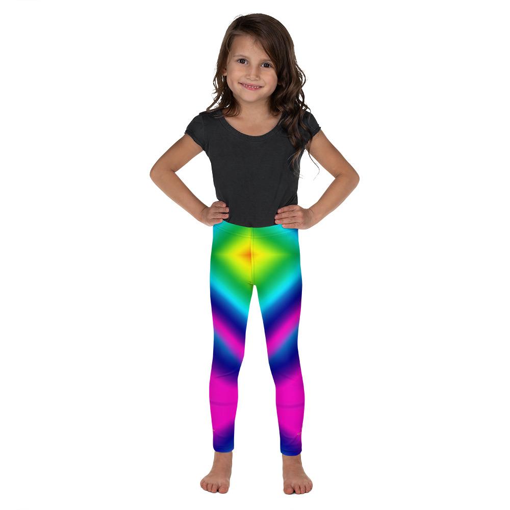 Colourful Fun Rainbow Ombre Print Kid's Leggings Running Tights - Made in USA/ EU-Kid's Leggings-2T-Heidi Kimura Art LLC