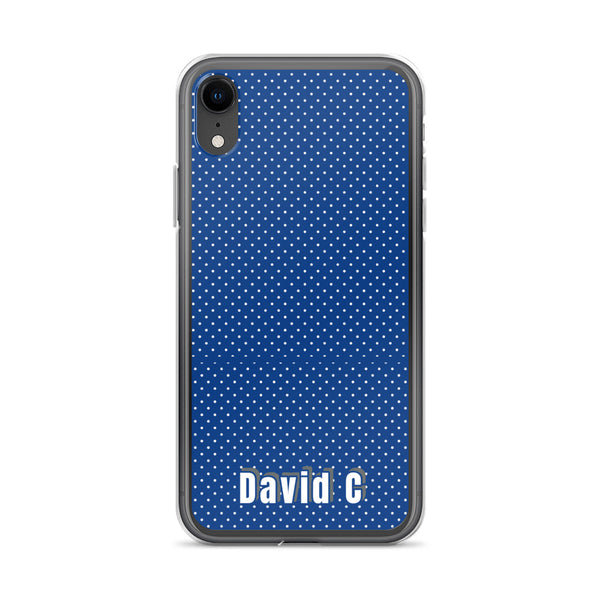Blue Polka Dots Print Custom Names iPhone Case-Made in USA-Phone Case-iPhone XR-Heidi Kimura Art LLC