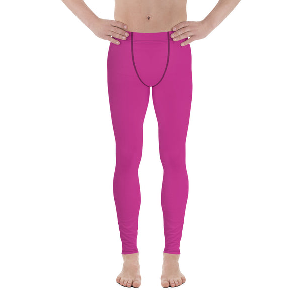 Hot Pink Meggings, Designer Solid Color Men's Leggings-Heidi Kimura Art LLC-Heidi Kimura Art LLC Hot Pink Meggings, Designer Solid Pink Color Modern Meggings, Men's Leggings Tights Pants - Made in USA/EU (US Size: XS-3XL) Sexy Meggings Men's Workout Gym Tights Leggings