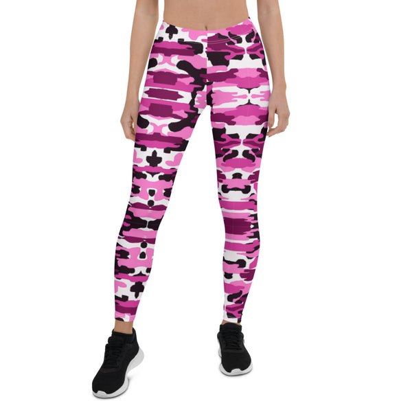 Best Ladies' Pink Camo Leggings, Purple Pink Sexy Military Print Casual Tights-Heidikimurart Limited -Heidi Kimura Art LLC Best Ladies' Pink Camo Leggings, Purple Pink Sexy Best Military Print Long Tights, Women's Long Dressy Casual Fashion Leggings/ Running Tights - Made in USA/ EU/ MX (US Size: XS-XL)