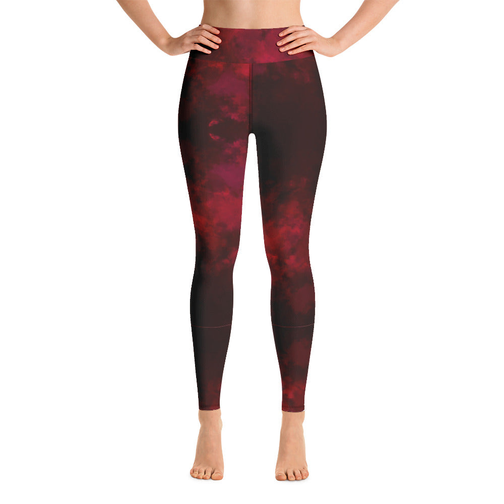 Red Abstract Long Yoga Leggings-Heidikimurart Limited -XS-Heidi Kimura Art LLC Red Abstract Long Yoga Leggings, Modern Women's Gym Workout Active Wear Fitted Leggings Sports Long Yoga & Barre Pants - Made in USA/EU/MX (US Size: XS-6XL)