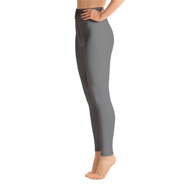 Women's Gray Solid Color Active Wear Fitted Leggings Sports Long Yoga & Barre Pants - Made in USA-Leggings-Heidi Kimura Art LLC Gray Women's Yoga Pants, Women's Gray Solid Color Active Wear Fitted Leggings Sports Long Yoga & Barre Pants - Made in USA (XS-6XL)