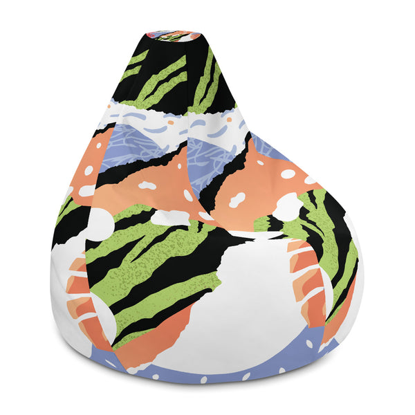 Green Tropical Bean Bag Chair w/ filling-Made in EU-Heidi Kimura Art LLC-Heidi Kimura Art LLC