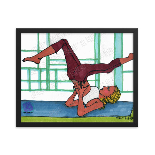 Supported Split-legged Shoulder Stand Yoga Framed Matte Paper Poster - Made in USA-Art Print-16×20-Heidi Kimura Art LLC