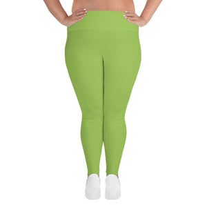 Apple Green Women's Plus Size Leggings, Good Quality Long Yoga Pants- Made in USA/EU-Women's Plus Size Leggings-2XL-Heidi Kimura Art LLC