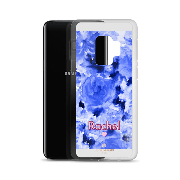 Personalized Blue Floral Samsung Case, Rose Flower Print Phone Case-Heidi Kimura Art LLC-Heidi Kimura Art LLC