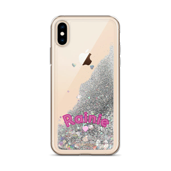 Custom Name Glitter iPhone Case, Liquid Glitter Phone Case-Heidi Kimura Art LLC-Silver-iPhone X/XS-Heidi Kimura Art LLC