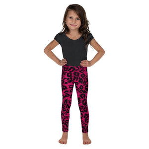 Hot Pink Leopard Animal Print Kid's Leggings Running Tights Pants -Made in USA/EU-Kid's Leggings-2T-Heidi Kimura Art LLC