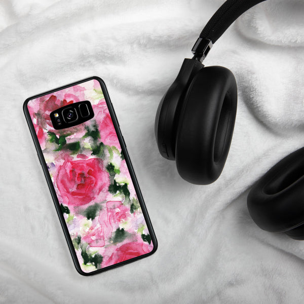 Pink Rose Floral Print Samsung Case, Flower BPA Free Phone Case-Printed in USA/EU-Heidi Kimura Art LLC-Heidi Kimura Art LLC