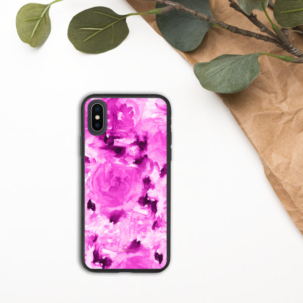 Floral Print Biodegradable Phone Case, Hot Pink Rose Flower Abstract Best Environmentally, Recycled Eco-Friendly Abstract Rose Flower Print iPhone Case-Printed in EU, Eco-Friendly Phone Cases, Biodegradable Phone Cases for Vegan Lovers, Phone Cases For iPhone 7 Plus/ 8 Plus, iPhone X/ iPhone 10, iPhone XS/ XR/ XS Max, iPhone 11, iPhone 11 Pro, iPhone 11 Pro Max