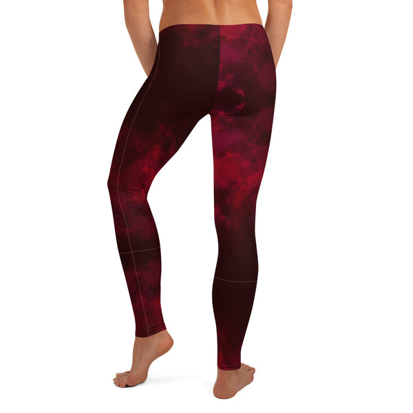 Red Abstract Women's Casual Leggings-Heidikimurart Limited -Heidi Kimura Art LLC Red Abstract Women's Casual Leggings, Best Modern Essential Long Tights, Women's Long Dressy Casual Fashion Leggings/ Running Tights - Made in USA/ EU/ MX (US Size: XS-XL)