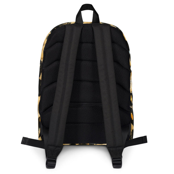 Leopard Animal Print Designer Medium Size (Fits 15" Laptop) Backpack - Made in USA/EU-Backpack-Heidi Kimura Art LLC