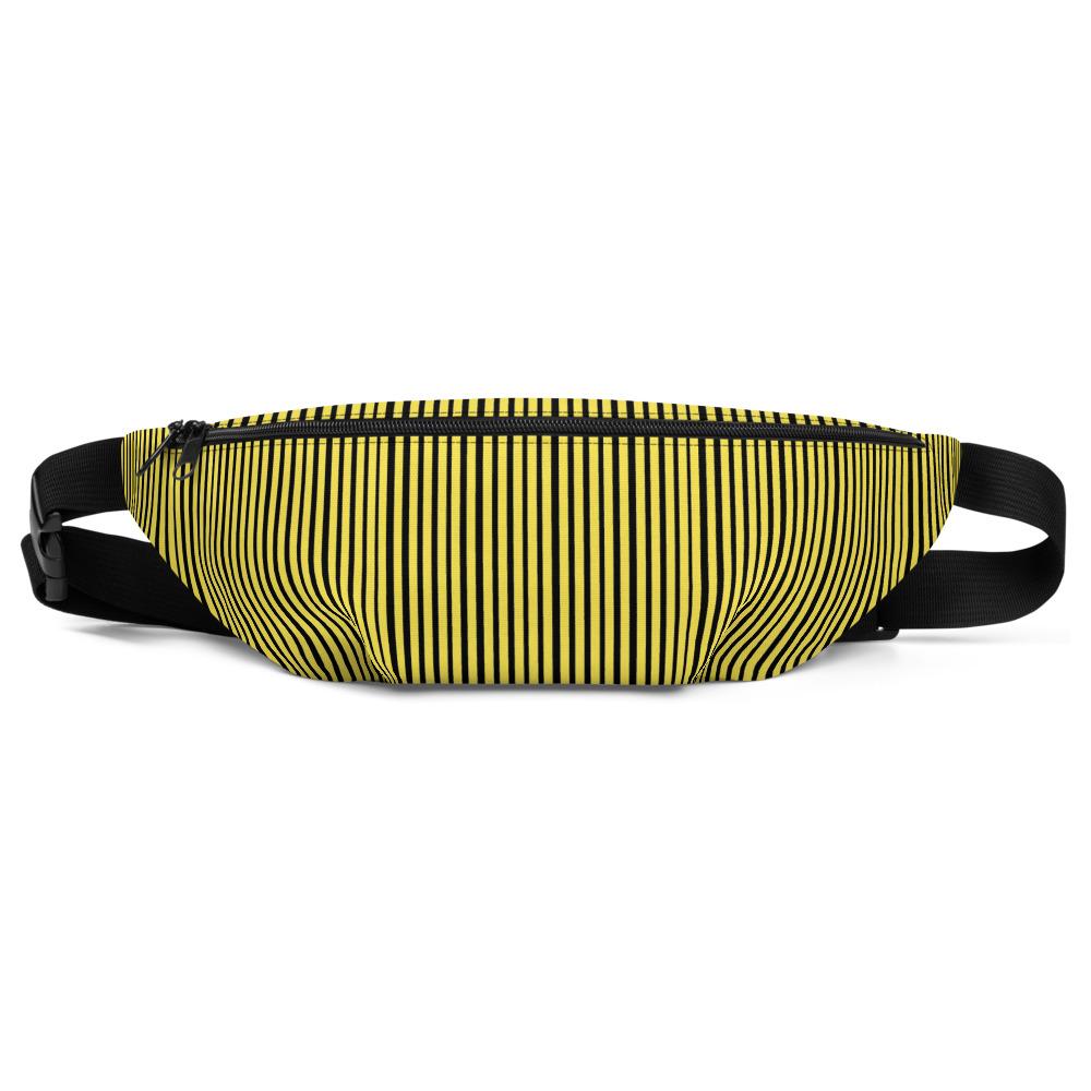 Yellow Black Vertical Stripe Print Premium Designer Fanny Pack Belt Bag - Made in USA-Fanny Pack-S/M-Heidi Kimura Art LLC