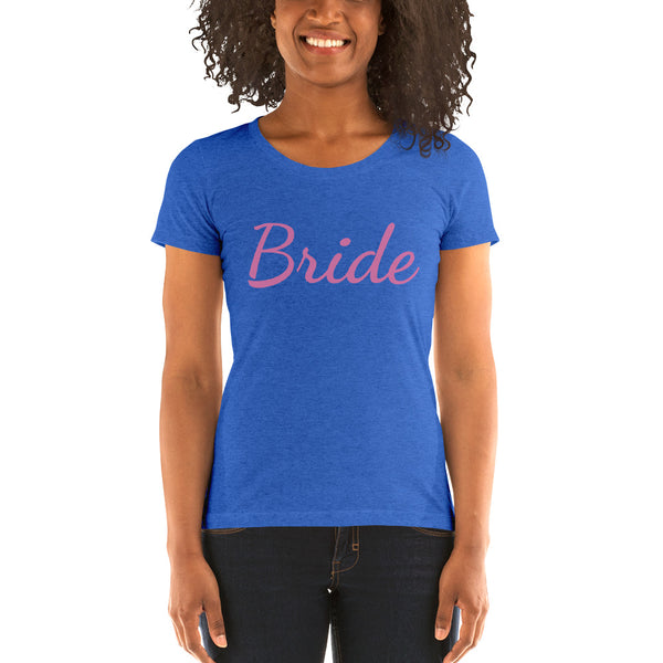 Bride/ Personalizable Custom Text Premium Personalizable Ladies' Short Sleeve T-Shirt-Women's T-Shirt-True Royal Triblend-S-Heidi Kimura Art LLC