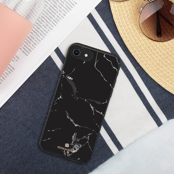 Black Marble Eco-Friendly Phone Case, Marble Print Biodegradable iPhone Case-Heidi Kimura Art LLC-iPhone 7/8/SE-Heidi Kimura Art LLC