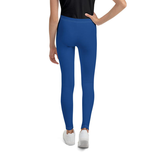 Navy Blue Solid Color Premium Youth Gym Sports Comfy Leggings Tight- Made in USA-Youth's Leggings-Heidi Kimura Art LLC