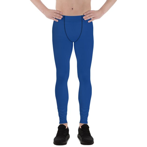 Navy Blue Solid Color Premium Spandex Men's Leggings Meggings- Made in USA/EU-Men's Leggings-XS-Heidi Kimura Art LLC