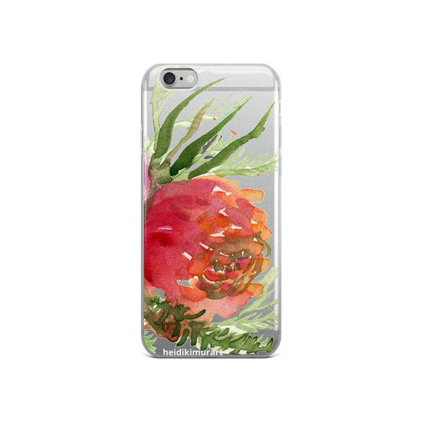 Orange Red Rose Floral Print, iPhone X | XS | XR | XS Max | 8 | 8+ | 7| 7+ |6/6S | 6+/6S+ Case- Made in USA-Phone Cases-iPhone 6/6s-Heidi Kimura Art LLC