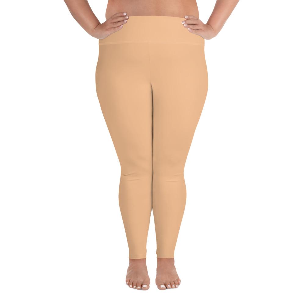 Olive Nude Solid Color Print Women's Plus Size Best Quality Leggings- Made in USA/EU-Women's Plus Size Leggings-2XL-Heidi Kimura Art LLC
