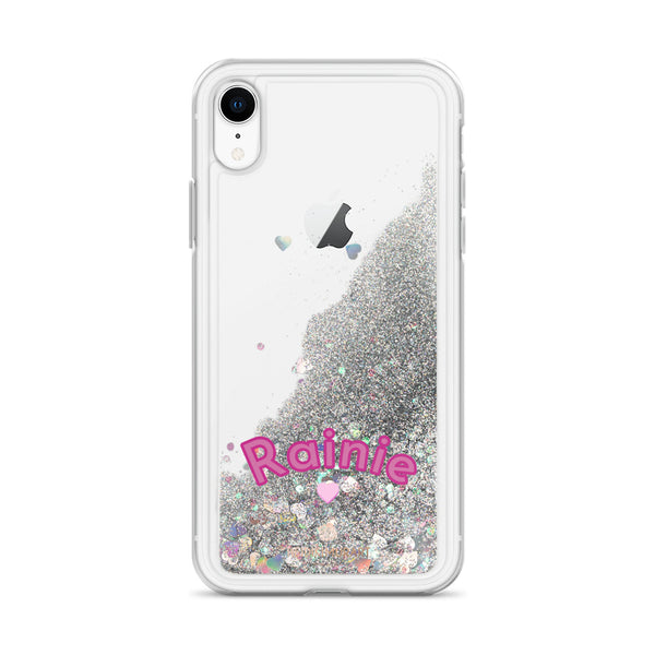 Custom Name Glitter iPhone Case, Liquid Glitter Phone Case-Heidi Kimura Art LLC-Silver-iPhone XR-Heidi Kimura Art LLC