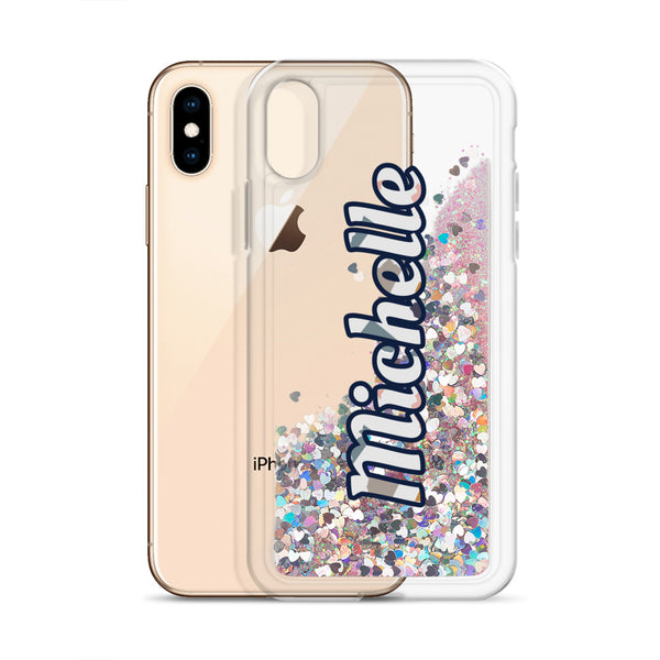 Personalized Liquid Glitter Phone Case, Custom Name Designer iPhone Case-Heidi Kimura Art LLC-Pink-iPhone X/XS-Heidi Kimura Art LLC