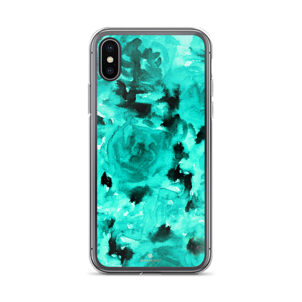 Teal Blue Rose Floral, iPhone X | XS | XR | XS Max | 8 | 8+ | 7| 7+ |6/6S | 6+/6S+ Case- Made in USA-Phone Case-iPhone X-Heidi Kimura Art LLC