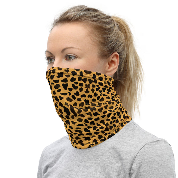 Beige Cheetah Neck Gaiter, Animal Print Face Covering Mask Shield-Made in USA/EU-Heidi Kimura Art LLC-Heidi Kimura Art LLC Beige Cheetah Neck Gaiter, Animal Print Luxury Premium Quality Cool And Cute One-Size Reusable Washable Scarf Headband Bandana - Made in USA/EU, Face Neck Warmers, Non-Medical Breathable Face Covers, Neck Gaiters  