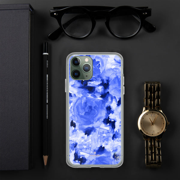 Blue Floral Print iPhone Case, Rose Flower Phone Case-Printed in USA/EU-Heidi Kimura Art LLC-iPhone 11 Pro-Heidi Kimura Art LLC