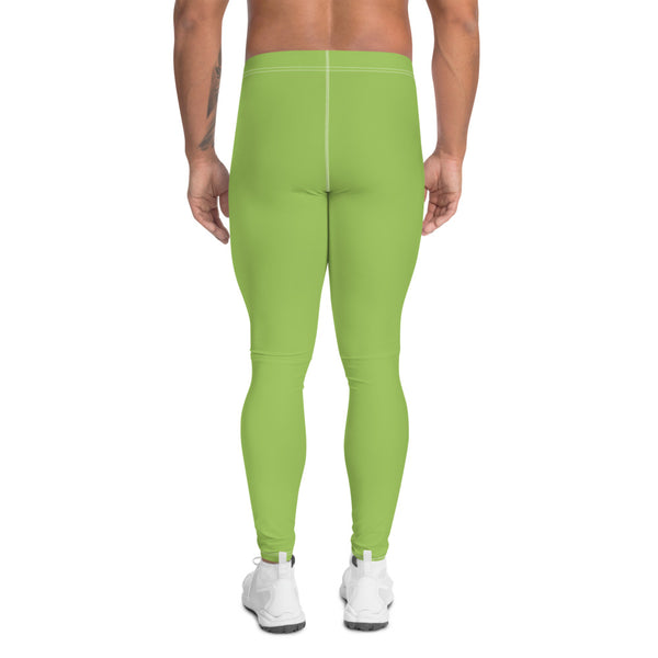 Men's Leggings-Heidi Kimura Art LLC-Heidi Kimura Art LLC Green Solid Color Men's Leggings, Simplistic Pastel Modern Sexy Meggings Men's Workout Gym Tights Leggings, Men's Compression Tights Pants - Made in USA/ EU (US Size: XS-3XL)