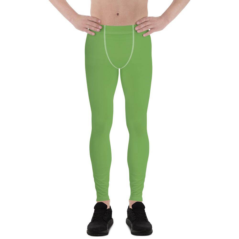 Pear Green Fun Meggings Compression Men Tights Best Men's Leggings-Made in USA/EU-Men's Leggings-XS-Heidi Kimura Art LLC