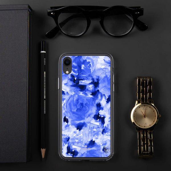 Blue Floral Print iPhone Case, Rose Flower Phone Case-Printed in USA/EU-Heidi Kimura Art LLC-iPhone XR-Heidi Kimura Art LLC