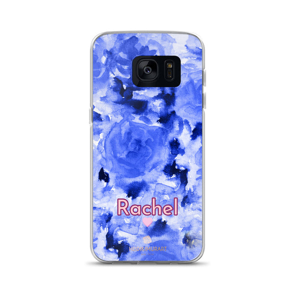 Personalized Blue Floral Samsung Case, Rose Flower Print Phone Case-Heidi Kimura Art LLC-Samsung Galaxy S7-Heidi Kimura Art LLC