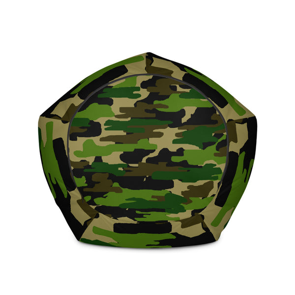 Green Camo Camouflage Military Army Print Polyester Bean Sofa Bag-Made in Europe-Bean Bag-Heidi Kimura Art LLC